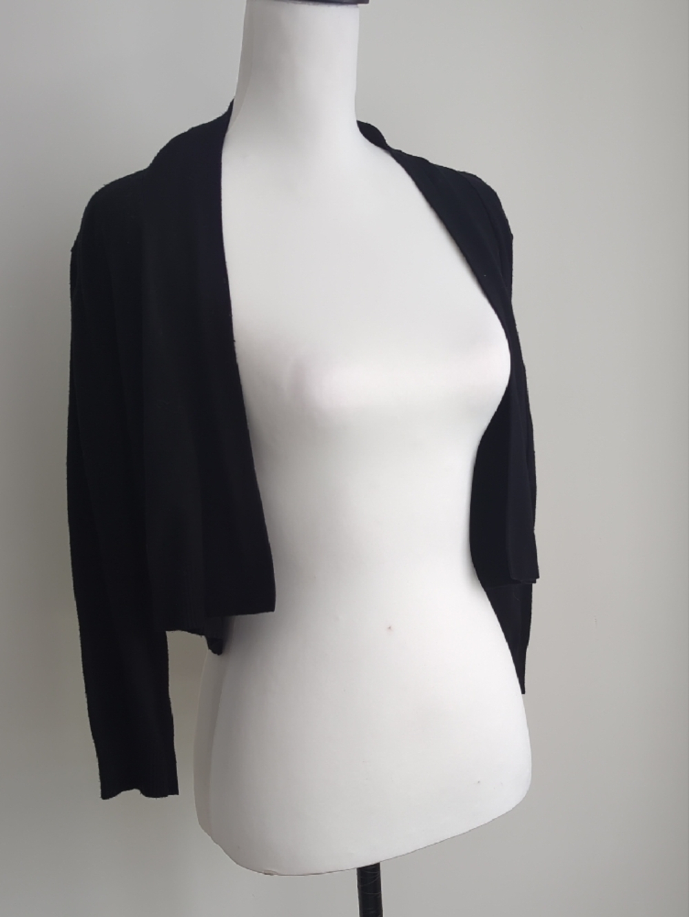 Cynthia Rowley Black Knit Cropped Open Front Cardigan Shrug LARGE - Picture 7 of 7